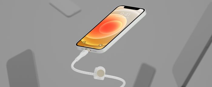 Кабель USB-A > Lightning заряджання/синхронізації Belkin 1м, плетений, силіконовий, з ремінцем на магніті, білий