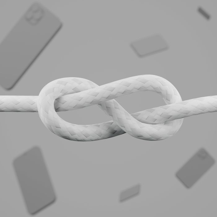 Кабель USB-A > Lightning заряджання/синхронізації Belkin 1м, плетений, силіконовий, з ремінцем на магніті, білий