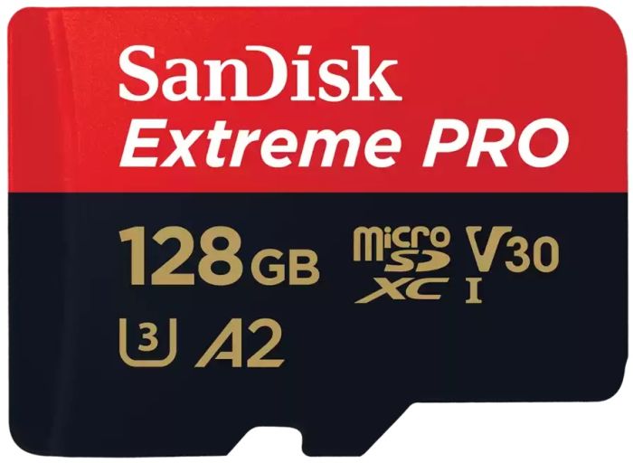 Карта памяти SanDisk microSD  128GB C10 UHS-I U3 R200/W90MB/s Extreme Pro V30 + SD
