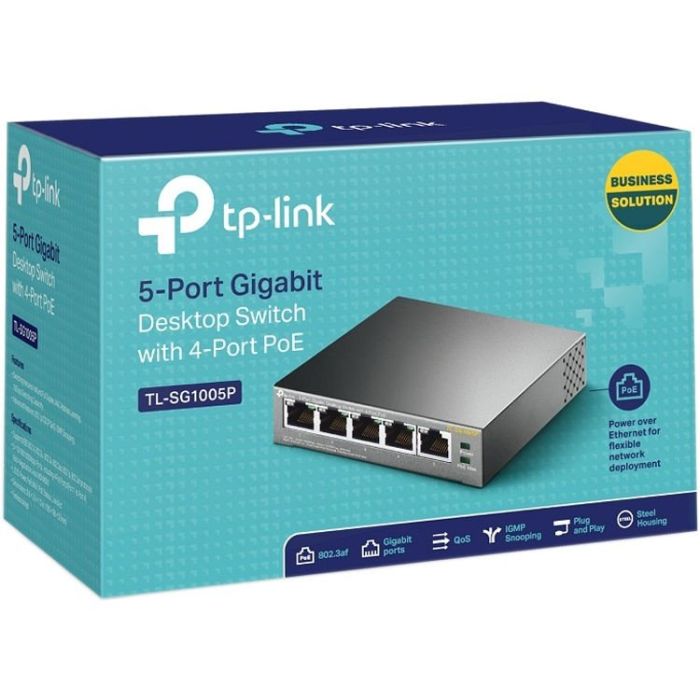 Комутатор TP-LINK  5xGE (4xPoE), 56Вт, Некерований TP-Link TL-SG1005P