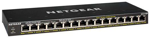 Коммутатор NETGEAR GS316P 16xGE PoE, 115Вт, Неуправляемый