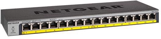 Комутатор NETGEAR GS116PP 16xGE PoE, 183Вт, Некерований