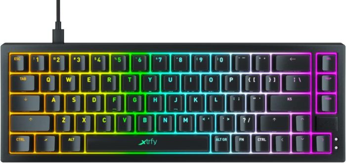 Keyboard mechanical Xtrfy K5 68Key, Kailh Red, USB-A, EN/UA, Hot-swap, RGB, Чорний