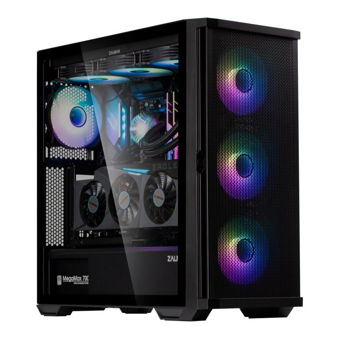 Корпус Zalman Z10 Duo без БЖ, 2xUSB3.0, 1xUSB Type-C, 3x140мм ARGB, 1x120мм ARGB, VGA 395мм, LCS ready, TG Side Panel, EATX, чорний