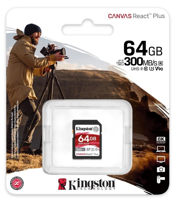 Карта памяти Kingston SD   64GB C10 UHS-II U3 R300/W260MB/s
