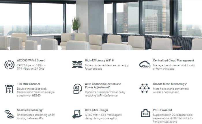 TP-LINK Access Point  AX3000, 1xGE LAN, PoE, Passive PoE TP-Link EAP653