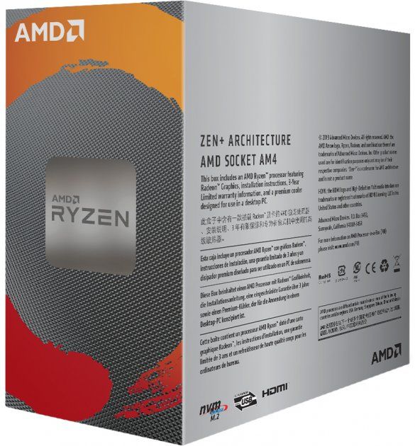 AMD CPU Ryzen 3 3200G 4C/4T 3.6/4.0GHz Boost 4Mb Radeon Vega 8 GPU Picasso AM4 65W Box