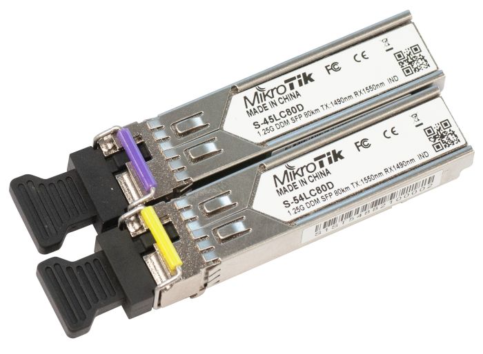 Комплект SFP-Трансиверів MikroTik  (S-45LC80D, S-54LC80D по 1шт), SM, 80км MikroTiK S-4554LC80D