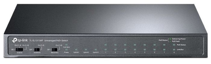 Комутатор TP-LINK  8x1FE (8xPoE), 2xGE, 1xSFP, 124Вт, Некерований TP-Link TL-SL1311MP