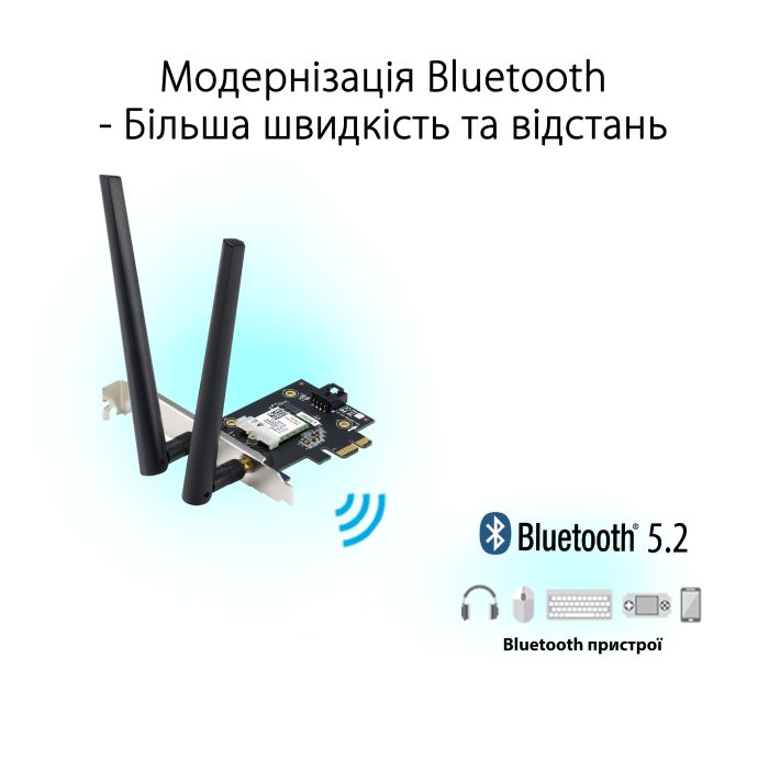 Адаптер WiFi ASUS PCE-AXE5400 AXE5400, PCI-Express x1, BT5.2