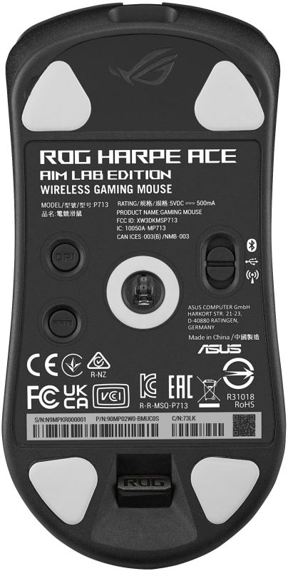 Мышь ASUS ROG Harpe Ace Aim Lab Edition, RGB, USB-A/WL/BT, чёрный