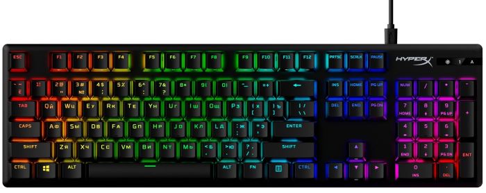 HyperX mechanical keyboard Alloy Origins PBT 104key, AqUK, USB-A, EN/UA, RGB, black