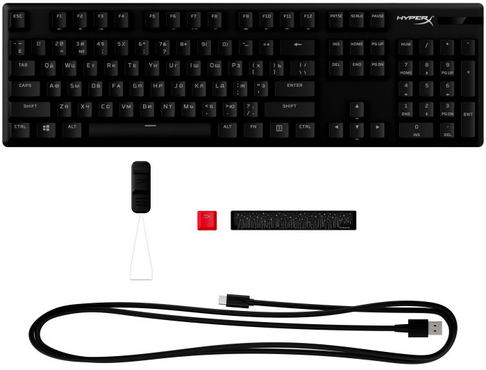 HyperX mechanical keyboard Alloy Origins PBT 104key, AqUK, USB-A, EN/UA, RGB, black