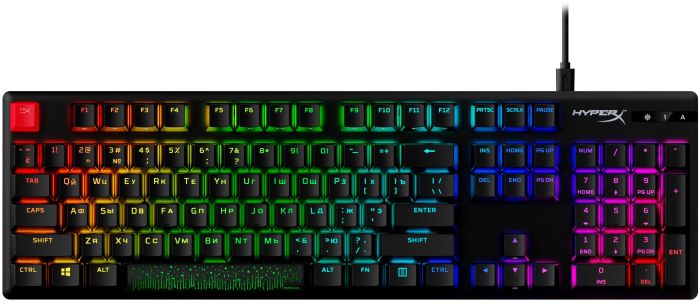 HyperX mechanical keyboard Alloy Origins PBT 104key, AqUK, USB-A, EN/UA, RGB, black