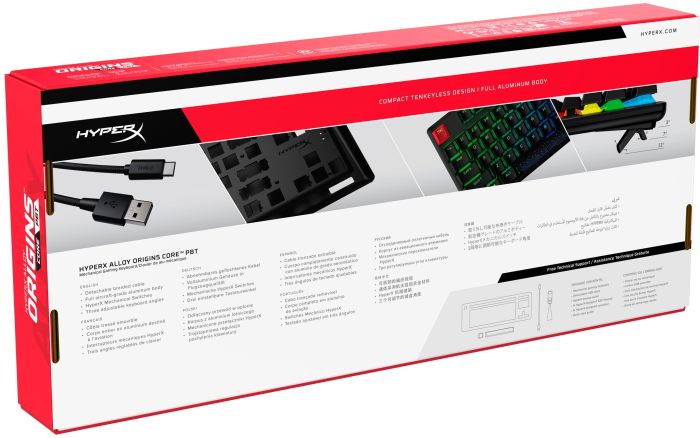 HyperX mechanical keyboard Alloy Origins Core PBT 87key, AqUK, USB-A, EN/UA, RGB, black