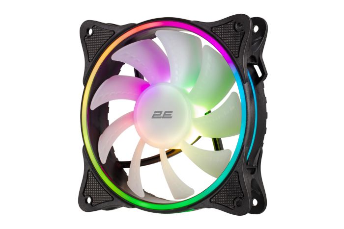 2E GAMING Case Fan F120OI-ARGB, 120mm, 1200rpm, 3pin, 3pin +5VARGB, 25.3dBa, black