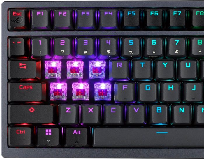 Клавіатура механічна ASUS ROG Azoth, 81key, NX Red, USB-A/WL/BT, EN, RGB, чорний
