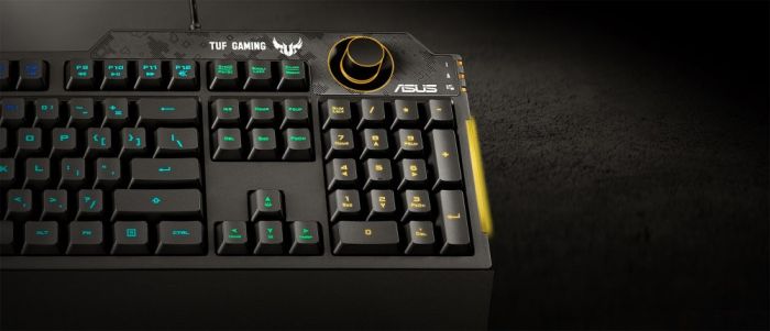 Клавіатура мембранна ASUS TUF Gaming K1, 104key, USB-A, EN/UK, RGB, чорний