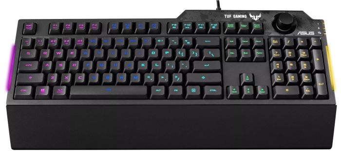 Клавіатура мембранна ASUS TUF Gaming K1, 104key, USB-A, EN/UK, RGB, чорний