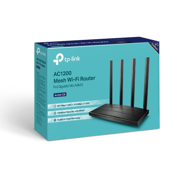 Маршрутизатор TP-LINK ARCHER C6 AC1200, 4xGE LAN, 1xGE WAN,  MESH