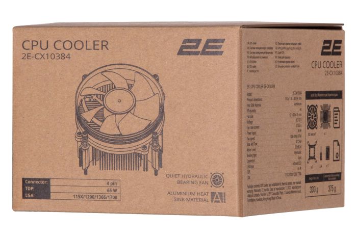 2E CPU cooler CX10384, LGA1700, 1366, 1200, 115x, 4pin PWM, TDP 65W