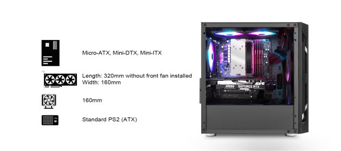 Корпус SilverStone Fara FAH1MB-PRO без БП 1xUSB3.0, 2xUSB2.0 3x120мм ARGB VGA 320мм LCS ready TG Side Panel mATX чёрный
