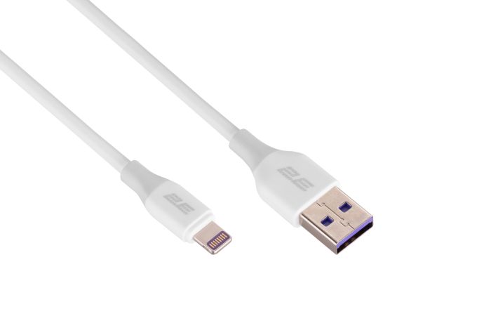 2E Сable USB-A > Lightning charge/data, 1m, Glow, white
