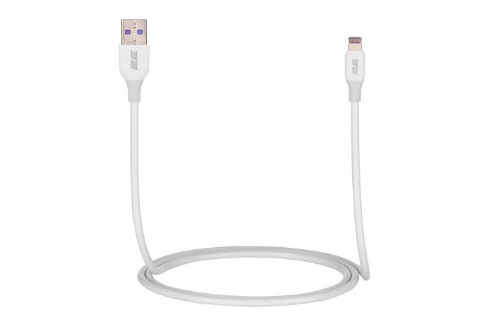 2E Сable USB-A > Lightning charge/data, 1m, Glow, white