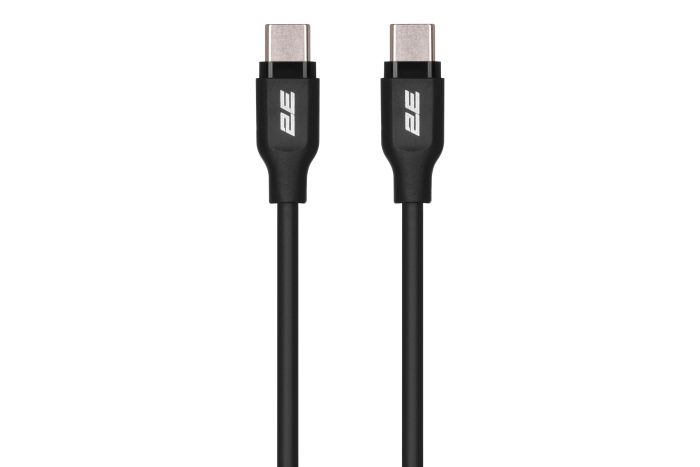 Кабель USB-C > USB-C заряджання/синхронізації 2E 1м, 60Вт Type-C, Glow, чорний