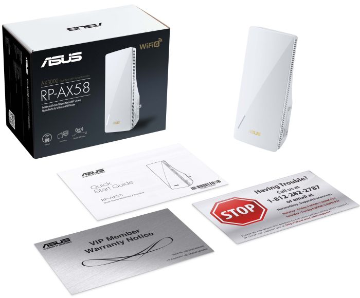 Расширитель покрытия WiFi  ASUS RP-AX58 AX3000 1xGE LAN, MESH