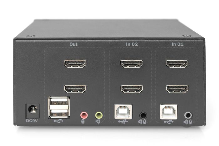 DIGITUS KVM Switch, 2 Port, Dual Display, 4K, HDMI