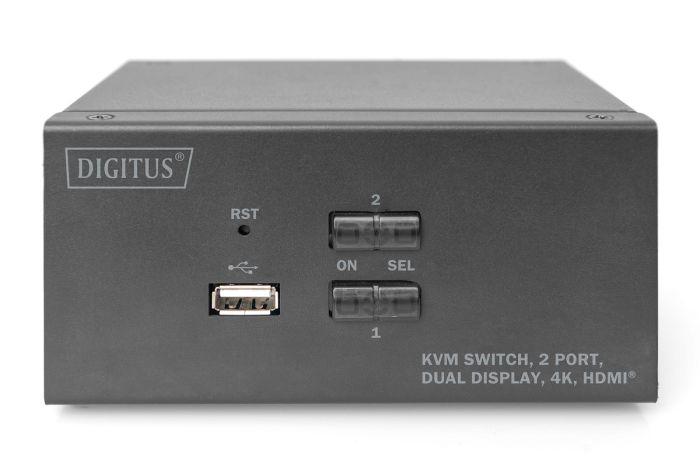 DIGITUS KVM Switch, 2 Port, Dual Display, 4K, HDMI