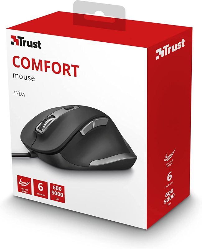 Mouse Trust Fyda Comfortable ECO, USB-A, Чорно-сірий