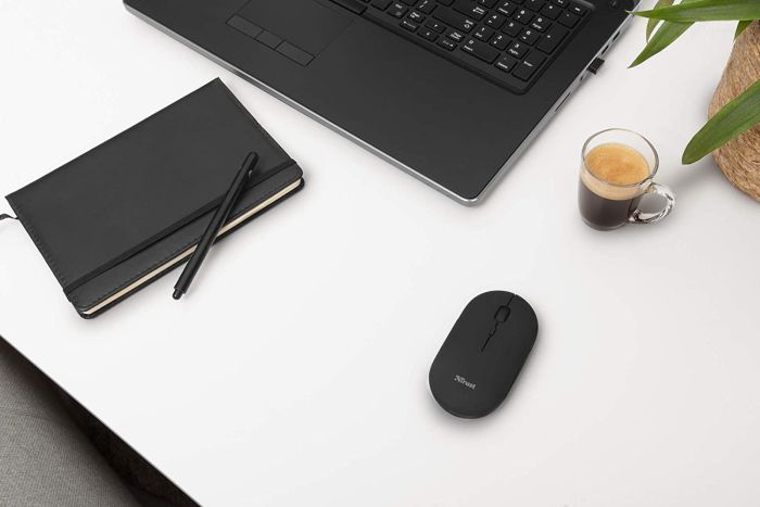 Мышь Trust Puck Rechargeable,  Ultra-Thin,  BT/WL,  Silent,  Чорний
