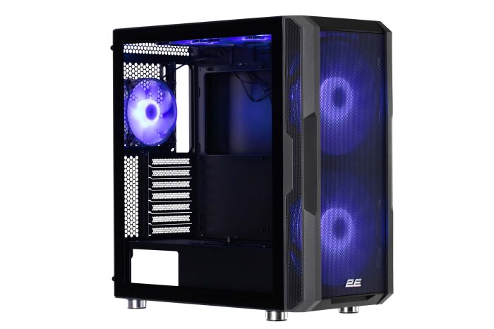 Корпус 2E GAMING Contego Neo GW05 без БЖ 2xUSB3.0, 1xUSBType-C, 2x200мм, ARGB, 3x120мм ARGB, VGA 380мм, LCS ready, контролер з пультом, TG Side Panel, EATX, чорний