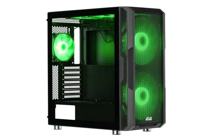 Корпус 2E GAMING Contego Neo GW05 без БЖ 2xUSB3.0, 1xUSBType-C, 2x200мм, ARGB, 3x120мм ARGB, VGA 380мм, LCS ready, контролер з пультом, TG Side Panel, EATX, чорний