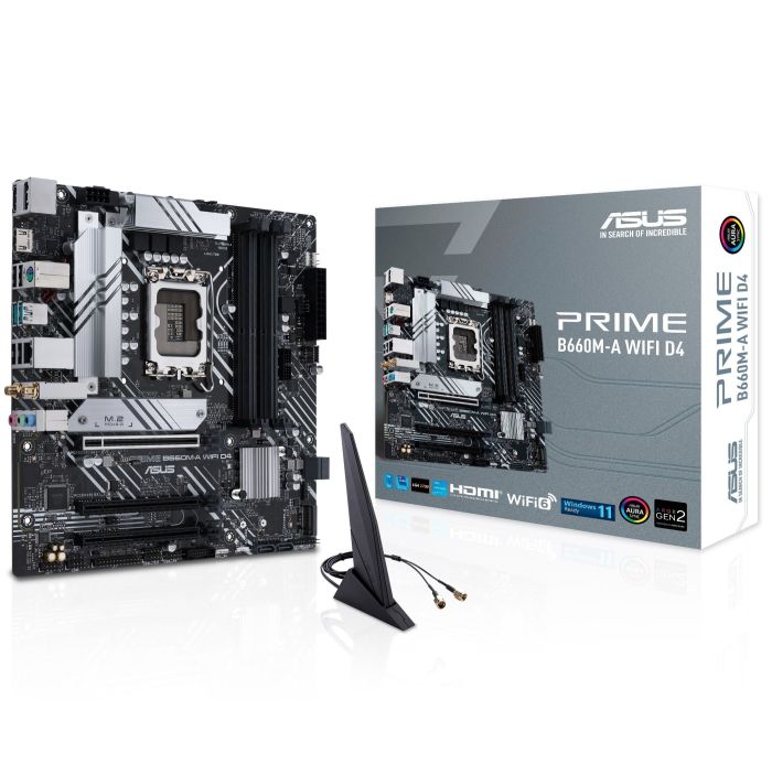 ASUS Motherboard PRIME B660M-A WIFI D4 s1700 B660 4xDDR4 M.2 HDMI DP Wi-Fi BT mATX