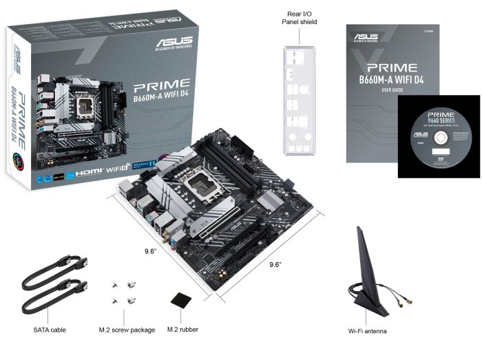 ASUS Motherboard PRIME B660M-A WIFI D4 s1700 B660 4xDDR4 M.2 HDMI DP Wi-Fi BT mATX