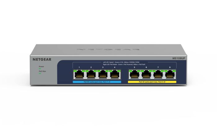 Комутатор NETGEAR MS108UP 8x2.5GE PoE, 230Вт, Некерований
