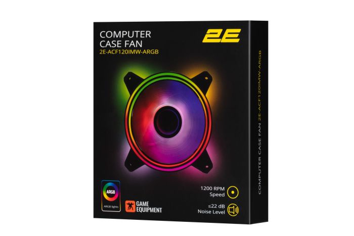 2E GAMING Case Fan Air Cool Infinity M ACF120IMW-ARGB, 120mm, 1200rpm, 3pin, 3pin +5VARGB, 22dBa, black