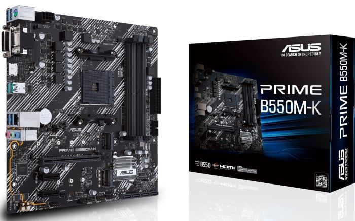 Материнcкая плата ASUS PRIME B550M-K sAM4 B550 4xDDR4 M.2 HDMI DVI D-Sub mATX