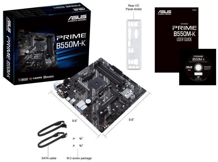 Материнcкая плата ASUS PRIME B550M-K sAM4 B550 4xDDR4 M.2 HDMI DVI D-Sub mATX