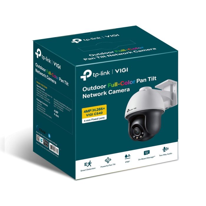 TP-LINK VIGI C540-4 IP Camera, PoE, 4MP, 4 mm, H265+, IP66, Dome, color night vision, outdoor