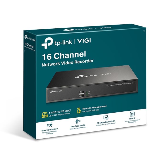 IP Video Recorder TP-LINK VIGI NVR1016H 16 channels, 2xUSB, H265+, 1xHDD, up to 10 TB