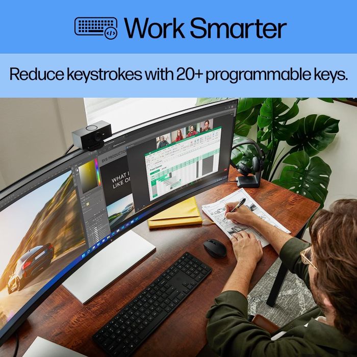 Клавиатура мембранная HP 450 Programmable, 108key, WL, EN/UK, чёрный