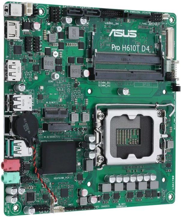ASUS Motherboard PRO H610T D4-CSM s1700 H610 2xDDR4 M.2 HDMI DP LVDS Thin mITX