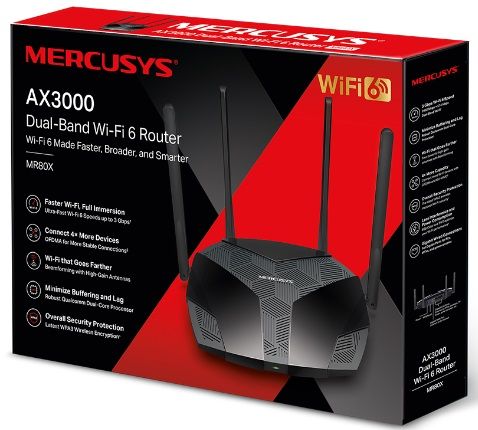 MERCUSYS Router  AX3000, 3xGE LAN, 1xGE WAN Mercusys MR80X