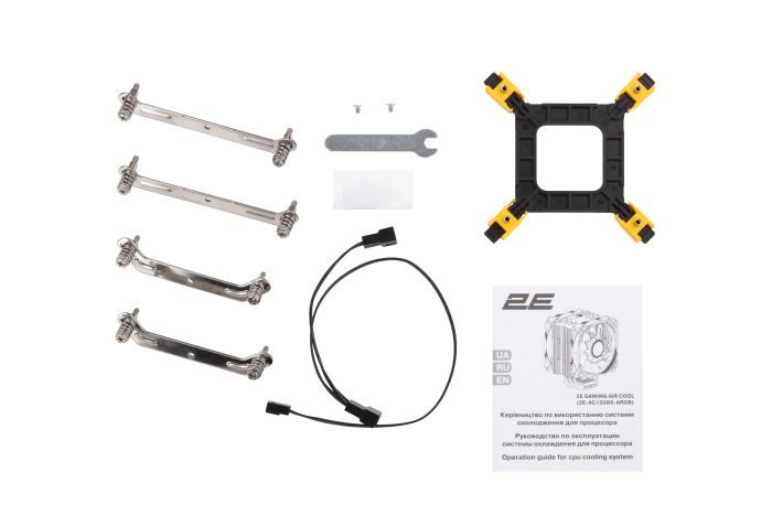 Процесорний кулер 2E GAMING Air Cool AC120D6-ARGB, LGA1851, 1700, 1366, 1200, 115x, AM5, AM4, AM3, AM3+, AM2, AM2+, FM2, FM1, 4pin PWM, 3pin +5VARGB, TDP 200W