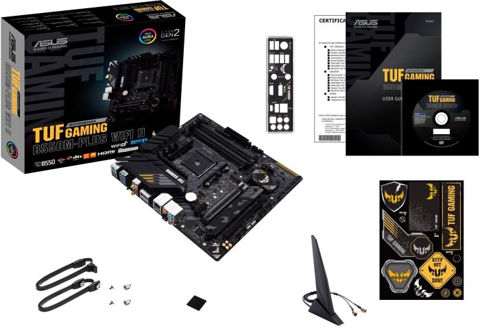 Материнcкая плата ASUS TUF GAMING B550M-PLUS WIFI II sAM4 B550 4xDDR4 M.2 HDMI DP Wi-Fi BT mATX