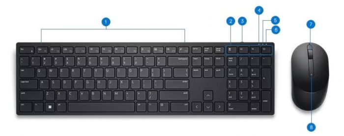 Dell Set Pro Wireless Keyboard and Mouse - KM5221W - Ukrainian (QWERTY)